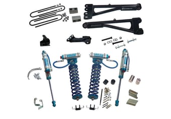 superlift 11-16 ford f-250/f-350 sd 4wd 4in lift kit w/repl radius arms & king coilovers rear shocks k987kg - image