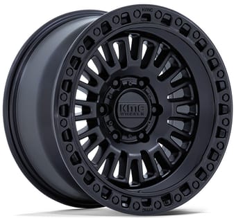 17x8.5 kmc km554 aztec matte black w/ gloss black lip 6x120 0mm - image