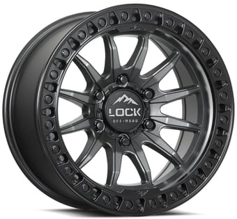 17x8.5 lock off-road trail matte grey w/ matte black ring 6x135 25mm - image