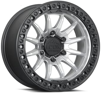 20x9 lock off-road trail matte silver w/ matte black ring 8x180 20mm - image
