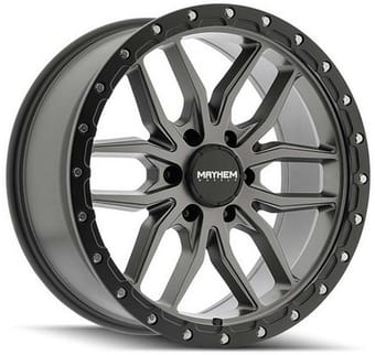 17x9 mayhem vector 8310 matte gunmetal w/ black lip 6x135 18mm - image