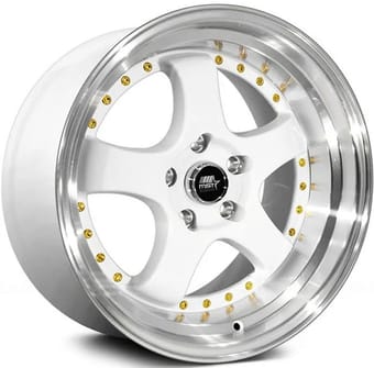 MST MT07 White w/ Machined Lip Gold Rivets
