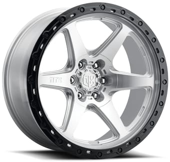 22x10 mtx spitfire 6 x300mb machined w/ black ring 6x135 -18mm - image