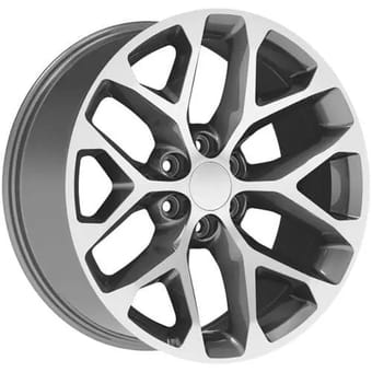 20x9 oe replica gmc sierra cv92 gloss gunmetal machined 6x139.7/5.5 27mm - image