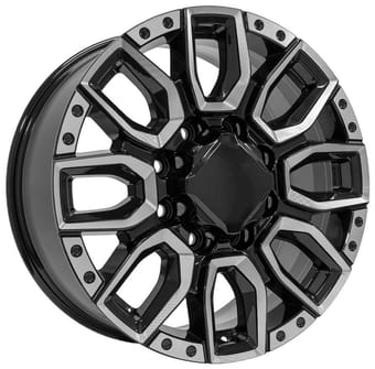 20x8.5 oe replica gmc sierra 2500/3500 cv97 gloss black milled edge 8x6.5/165 12mm - image
