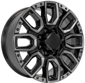 20x8.5 oe replica gmc sierra 2500/3500 cv97 gloss black milled & tinted 8x6.5/165 12mm - image