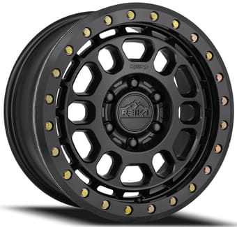 17x8 reika r35b rambler beadlock satin black w/ black e coated ring 6x130 30mm - image