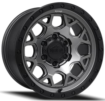 17x8.5 reika r45 marauder satin gunmetal with a satin black ring 6x139.7/5.5 18mm - image