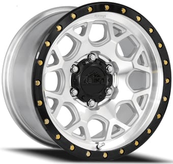 17x8.5 reika r45 marauder machined w/ gloss black ring 5x150 18mm - image