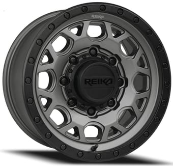 17x9 reika r45 marauder satin gunmetal with a satin black ring 8x180 18mm - image