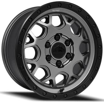 17x8 reika r45v marauder 2500 satin gunmetalw/ satin black ring 6x130 35mm - image