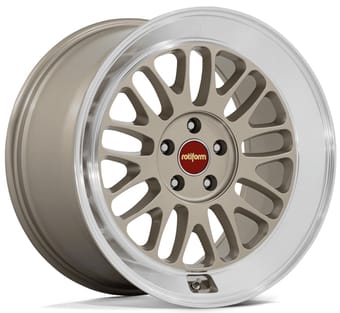 18x10.5 rotiform scp gloss matte gold w/ diamond cut lip rc214 5x120 35mm - image