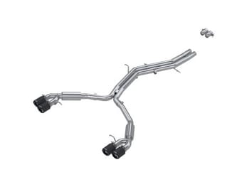 mbrp 18-21 audi s5 coupe/s4 sedan t304 ss 2.5in cat-back quad rear exit exhaust - carbon fiber tips s46073cf - image