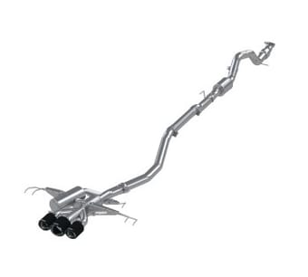 mbrp 17-22 honda civic type r 2.0l t304 ss 3in cat-back w/triple center outlet- carbon fiber tips s49013cf - image