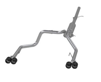 mbrp 19-21 chevy silverado 1500 6.2l 2.5in dual split rear cat back w/ quad carbon fiber tips- t304 s50053cf - image