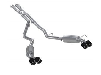 mbrp 20-21 ford explorer st 3.0l ecoboost ss 2.5in dual rear exit w/ carbon fiber quad tips - t304 s52053cf - image