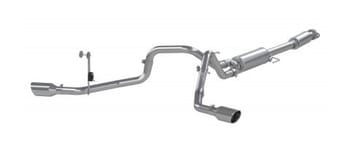 mbrp 2021+ ford f150 2.7l/3.5l/5.0l 3in aluminized steel cat-back 2.5in dual split side exhaust s5213al - image