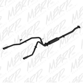 mbrp 11-14 ford f-150 v6 ecoboost black coated 2.5in cat-back dual rear exit exhaust system s5240blk - image