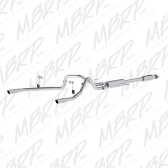 mbrp 2015 ford f-150 5.0l 3in cat back dual split rear exit t409 exhaust system s5258409 - image