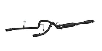 mbrp 2015 ford f-150 5.0l 3in cat back dual split rear exit black exhaust system s5258blk - image