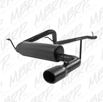 mbrp 12 jeep wrangler/ rubicon 3.6l cat back single rear exit black exhaust s5526blk - image