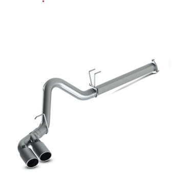 mbrp 11-14 ford f250/350/450 6.7l 4in filter back dual single side exit 5in tips alum exhaust s6249al - image