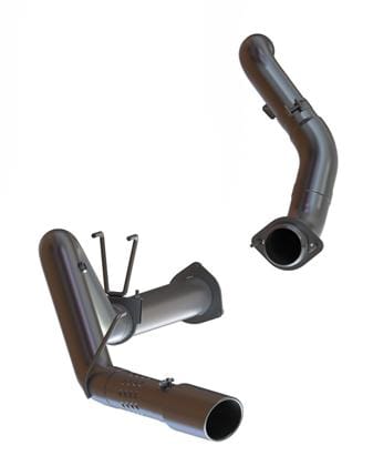 mbrp 2015 ford f250/350/450 6.7l 4in single side exit t409 exhaust w/ down pipe includes 5in tip s6286409 - image