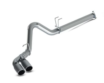 mbrp 2015 ford f250/350/450 6.7l 4in filter back dual single side exit 5in tips t409 exhaust s6288409 - image