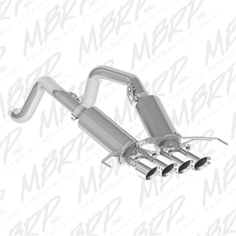 mbrp 14-19 chevy corvette v8 6.2l 3in t304 dual cat back w/ 4in quad dual wall tips s7030304 - image