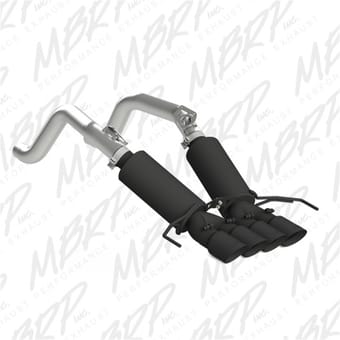 mbrp 14-19 chevy corvette v8 6.2l 3in black dual cat back w/ 4in quad dual wall tips s7030blk - image