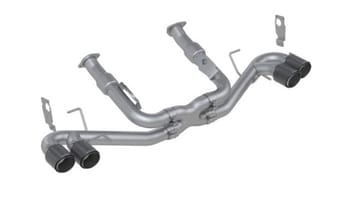 mbrp 20-21 chevrolet corvette c8 3in cat back quad split rear exit w/ carbon fiber tips - t304 s70403cf - image