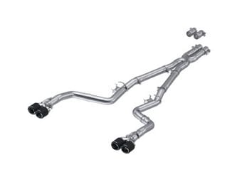 mbrp 15-up challenger 5.7 / 17-up 6.2l/6.4l 3in race series cat-back w/ quad tips t304 exhaust s71143cf - image