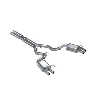 mbrp 16-20 ford gt350/gt350r dual quad split rear outlet 3in cat back t304 exhaust s7201304 - image