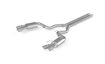 mbrp 18-19 ford mustang gt 5.0 3in dual split rear cat back w/ quad 4.0in dual wall tips- t304 s7205304 - image