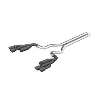 mbrp 18-19 ford mustang gt 5.0 3in cat back quad tip race version - black s7207blk - image