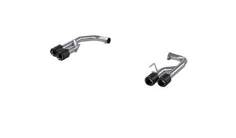 mbrp 18-21 ford mustang gt 5.0l t304 ss 2.5i axle-back, dual rear exit with quad cf tips s72113cf - image