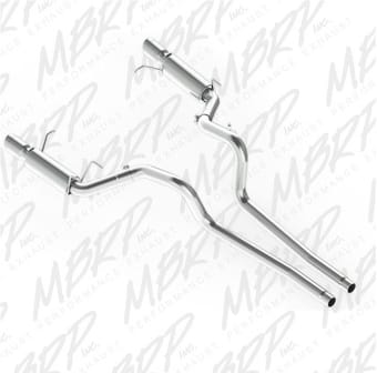 mbrp 11-14 ford mustang gt 5.0l dual split rear race version al 3in cat back exhaust system s7264al - image