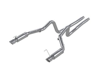 mbrp 05-09 ford mustang gt 4.6l dual split rear race version al/ 3in cat back exhaust system s7270al - image