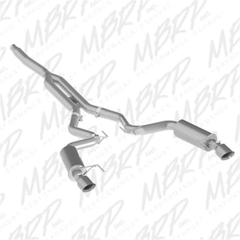 mbrp 15-18 ford mustang ecoboost 2.3l alum 3in cat back dual split rear exit (street version) s7274al - image