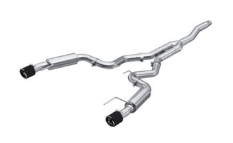 mbrp 19-22 ford mustang 2.3 ecoboost 3in cat-back dual split rear w/4.5in carbon fiber tips (race) s72753cf - image