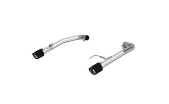 mbrp 15-17 ford mustang gt 5.0l t304 stainless steel 2.5in axle-back with carbon fiber tips s72763cf - image