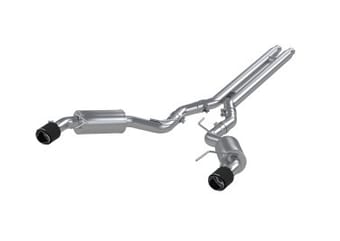 mbrp 15-17 ford mustang gt 5l(coupe) 3in catback dual split rear w/ 4.5in carbon fiber tips (street) s72773cf - image