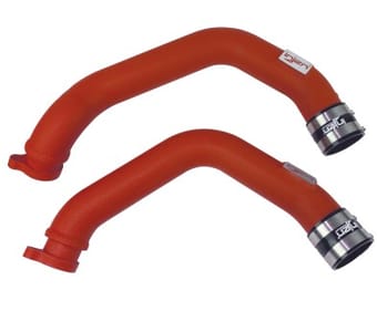 injen 15-16 bmw m3(f80)/m4 (f82/83) 3.0l l6 twin turbo 2pc aluminum int. charge pipe - wrinkle red ses1116icpwr - image