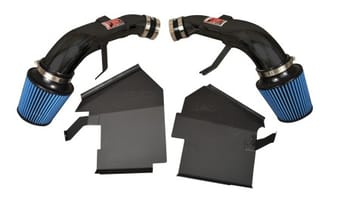 injen 14 infiniti q50 3.7l v6 black dual short ram intake w/ mr techn and heat shields sp1999blk - image