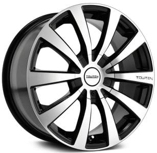 (clearance - no returns) 18x8 touren tr3 gloss black machined face & lip 5x100 5x4.5/114.3 40mm - image