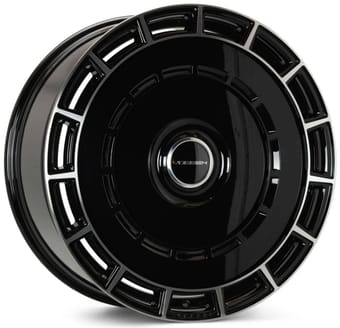 22x9.5 vossen hf-9 gloss black machined (custom) - image