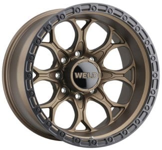 20x10 weld off-road ledge w106 satin bronze w/ satin black lip (8-lug) (rotary forged) 8x170 -18mm - image