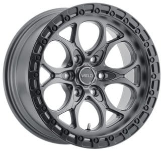 17x9 weld off-road ledge w107 satin gunmetal w/ satin black lip (6-lug) (rotary forged) 6x135 -12mm - image