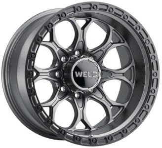 20x9 weld off-road ledge w107 satin gunmetal w/ satin black lip (8-lug) (rotary forged) 8x180 0mm - image