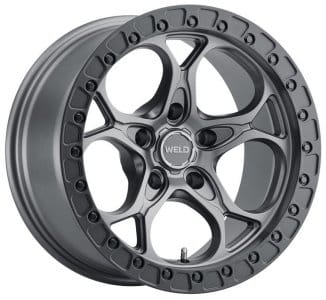 17x9 weld off-road ledge w107 satin gunmetal w/ satin black lip (5-lug) (rotary forged) 5x5/127 0mm - image